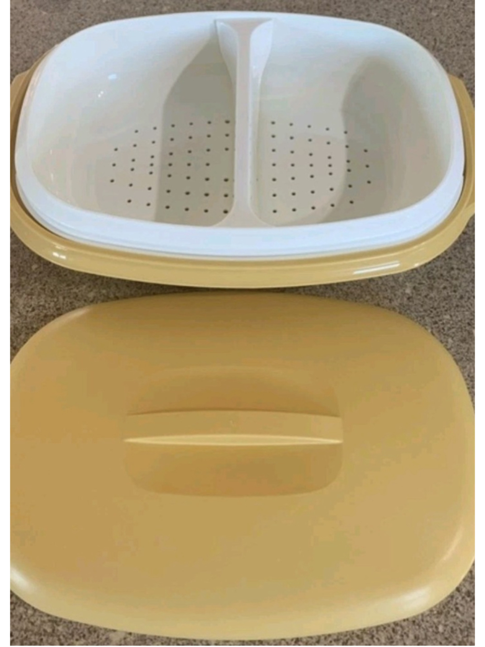 VTG Tupperware 4-pc Vegetable Steamer Set Divider Harvest Gold
